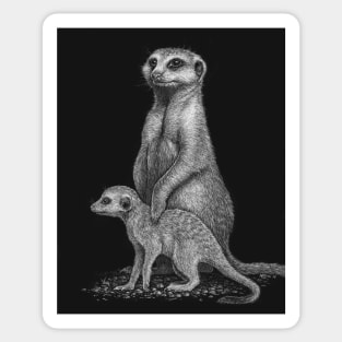 Meerkat Mother and Baby - by Nadya Neklioudova Sticker